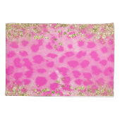 Roze Luipaard Jachtluipaard Print Gouden Glitters Kussensloop (Achterkant)