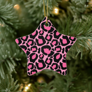 Roze luipaard keramisch ornament