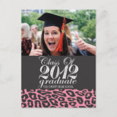 Roze luipaard klasse van 2012 Graduation Briefkaar Aankondigingskaart (Voorkant)