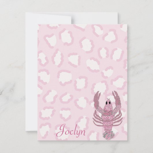 Roze Luipaard Kreeft Rozen Notitiekaartje (Voorkant)