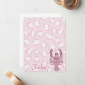 Roze Luipaard Kreeftrozen  Notitiekaartje (Voorkant / Achterkant in situ)