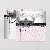 Roze Luipaard Maskerade Feest Uitnodigingen (Voorkant / Achterkant)