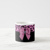 Roze luipaard met Bow en Diamond Espresso Kop (Voorkant)