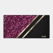 Roze Luipaard met Goud & Zwart - Monogram Bureaumat (Voorkant)