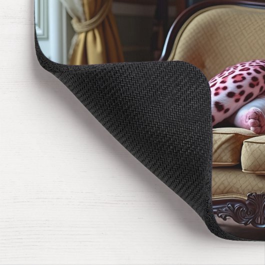 Roze luipaard mousepad muismat (Hoek)