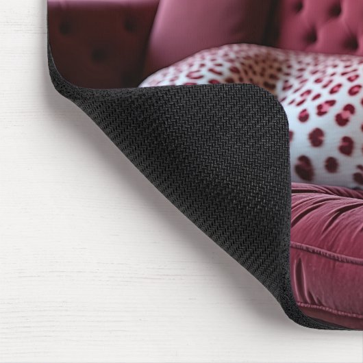 Roze luipaard mousepad muismat (Hoek)