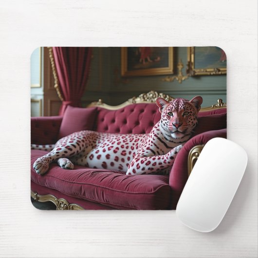 Roze luipaard mousepad muismat (Met muis)
