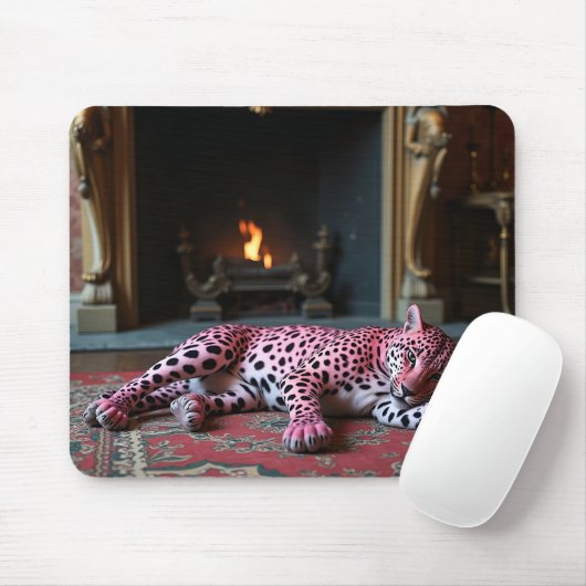 Roze luipaard mousepad muismat (Met muis)