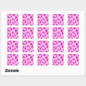Roze Luipaard Patroon Baby Shower Vierkante Sticker (Vel)