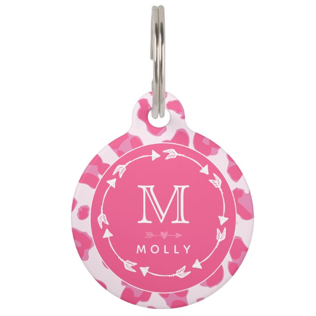 Roze luipaard Patroon - Cute Personalized Huisdierpenning (Voorkant)