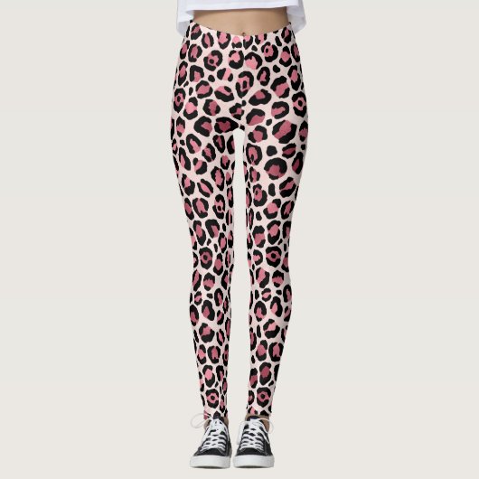 Roze Luipaard Patroon Leggings (Voorkant)
