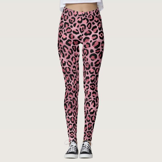 Roze Luipaard Patroon Leggings (Voorkant)