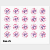 Roze Luipaard Patroon met Paarse Hart Sticker (Vel)
