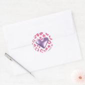 Roze Luipaard Patroon met Paarse Hart Sticker (Envelop)