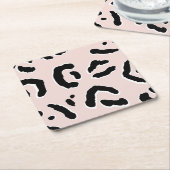  roze luipaard patroonpasta & zwart-wit kartonnen onderzetters (Schuin)