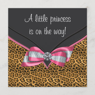 Roze Luipaard Prinses Baby Shower Kaart