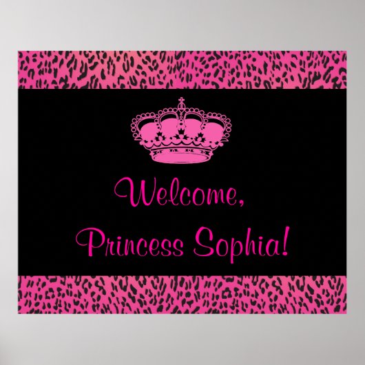 Roze Luipaard Prinsessen Feest Banner Poster (Voorkant)