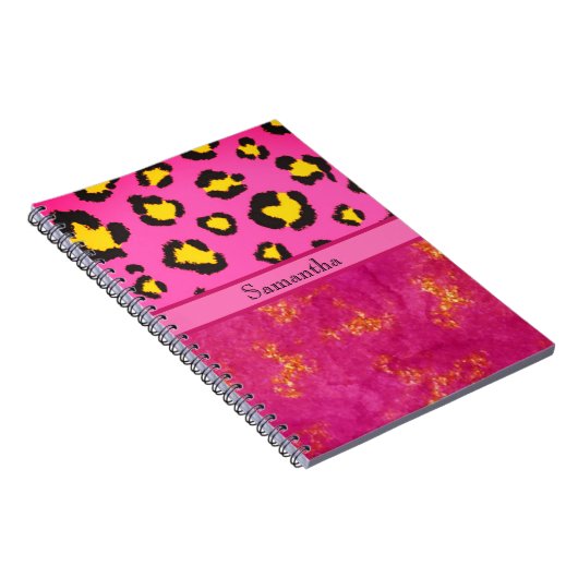 Roze luipaard print Animal Cheetah Trendy Chic Notitieboek (Rechterzijde)