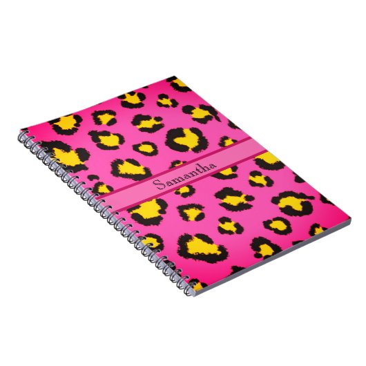 Roze luipaard print Animal Cheetah Trendy Chic Notitieboek (Rechterzijde)