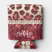 Roze Luipaard Print en Glitter Blikjeskoeler (Achterkant)