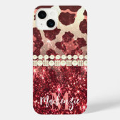 Roze Luipaard Print en Glitter iPhone Hoesje (Achterkant)