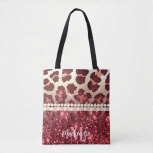 Roze Luipaard Print en Glitter Tote Bag