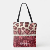 Roze Luipaard Print en Glitter Tote Bag (Achterkant)