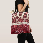 Roze Luipaard Print en Glitter Tote Bag (Dichtbij)