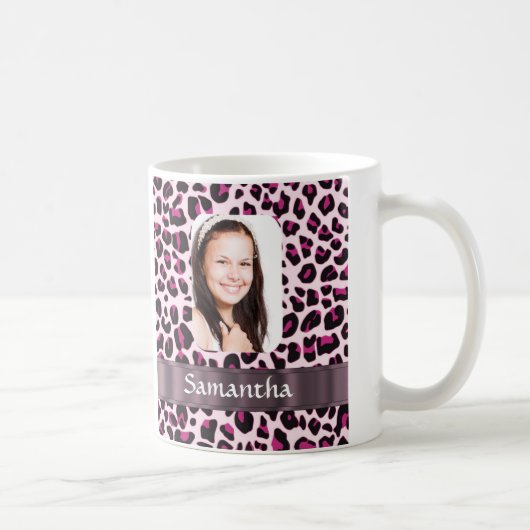 Roze luipaard print foto sjabloon koffiemok (Rechts)