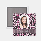 Roze luipaard print foto sjabloon magneet (Voorkant / Achterkant)