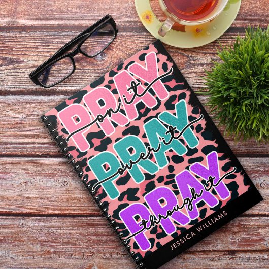 Roze luipaard print gebed Spiraal Foto Notitieboek