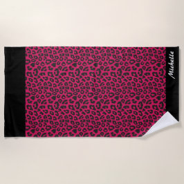 roze luipaard print gepersonaliseerd strandlaken