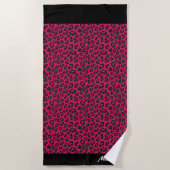 roze luipaard print gepersonaliseerd strandlaken (Voorkant)