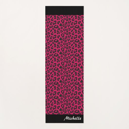 roze luipaard print gepersonaliseerd yogamat (Voorkant)
