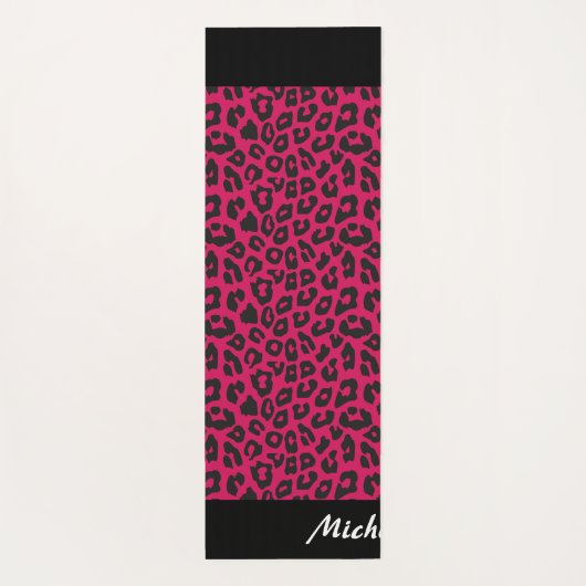 roze luipaard print gepersonaliseerd yogamat (Achterkant)