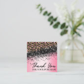 Roze luipaard print Hartelijk dank voor uw bestell Vierkante Visitekaartje (Staand voorkant)