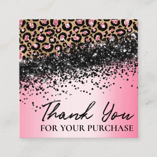 Roze luipaard print Hartelijk dank voor uw bestell Vierkante Visitekaartje (Voorkant)