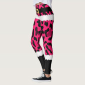 Roze Luipaard Print Kerstman Kostuum Kerstmis Leggings (Links)