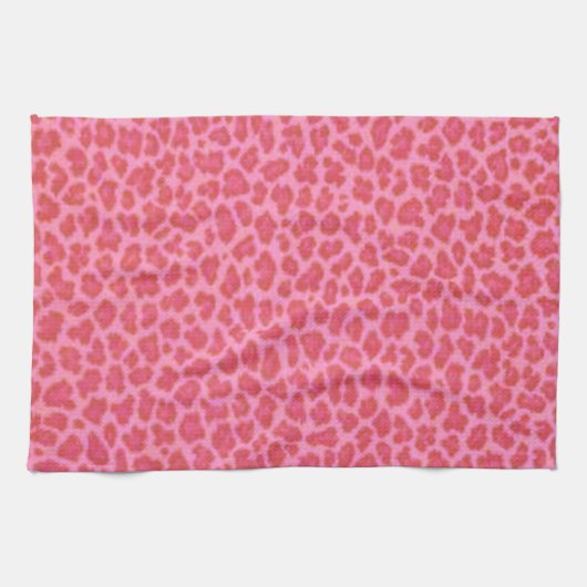 Roze luipaard print keukenhanddoek (Horizontaal)