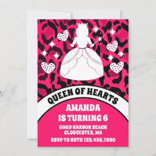 Roze Luipaard Print Queen of Hearts Verjaardagsfee Kaart