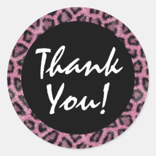 Roze luipaard print trendy bont patroon dank u ronde sticker