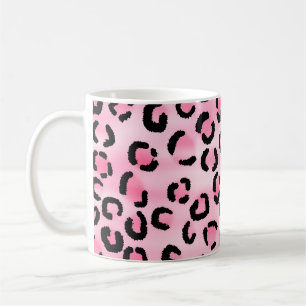 Roze luipaard printpatroon. koffiemok