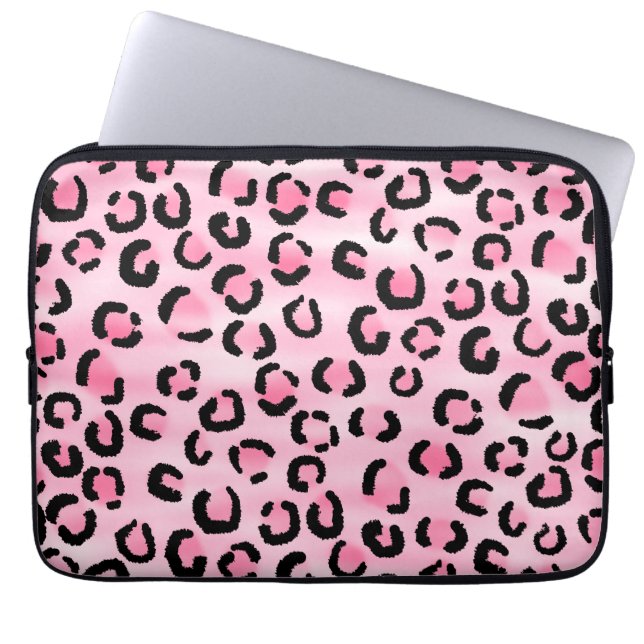 Roze luipaard printpatroon. laptop sleeve (Voorkant)