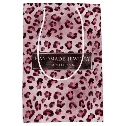 Roze Luipaard Productverpakking voor Kleine Bedrij Medium Cadeauzakje (Voorkant)