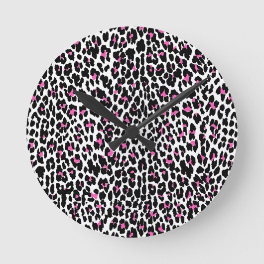 roze luipaard ronde klok (Voorkant)