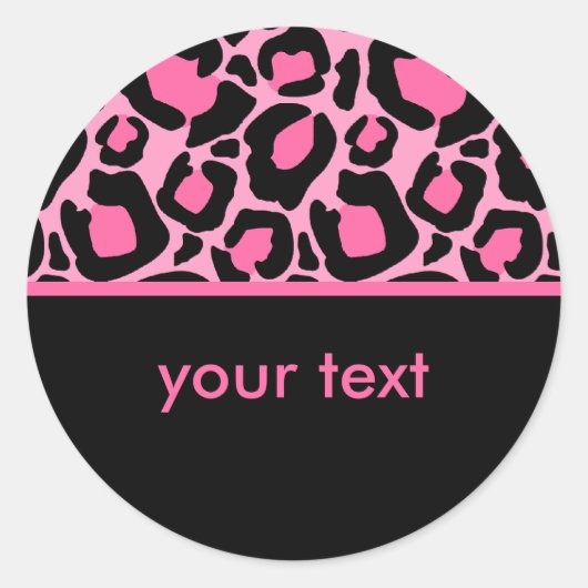 Roze luipaard ronde sticker (Voorkant)