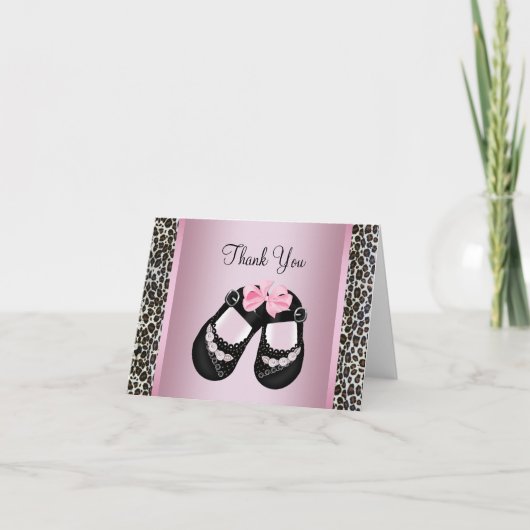 Roze luipaard Roze Black Baby Girl Shower Dank u Bedankkaart (Voorkant)