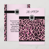 Roze Luipaard RSVP-sjabloon RSVP Kaartje (Voorkant / Achterkant)
