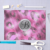 Roze luipaard Shine Elegant Monogram Letter Initia Tissuepapier (Craft)