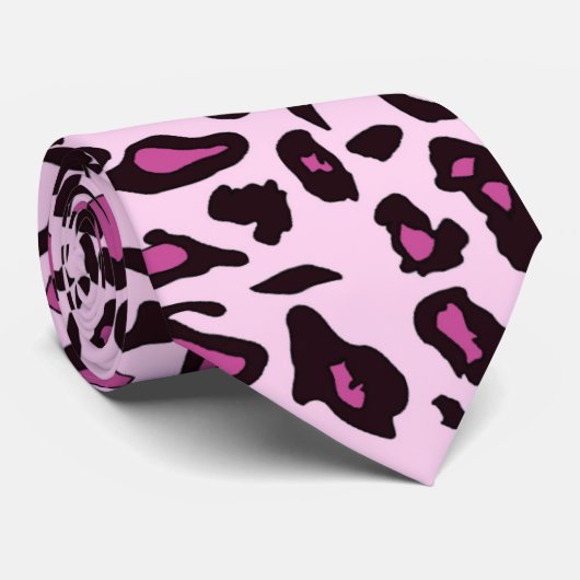 Roze luipaard stropdas (Opgerold)
